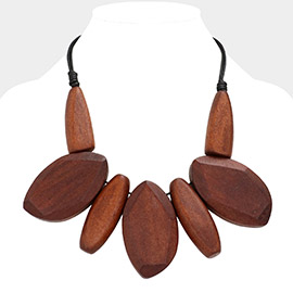 Abstract Wood Statement Necklace
